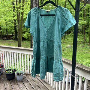 Universal Thread Women’s Teal Green V-Neck Tiered Dress - Size L